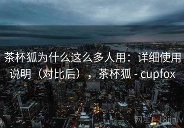茶杯狐为什么这么多人用：详细使用说明（对比后），茶杯狐 - cupfox