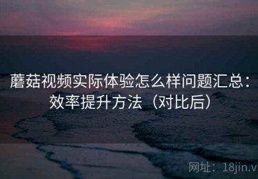 蘑菇视频实际体验怎么样问题汇总：效率提升方法（对比后）