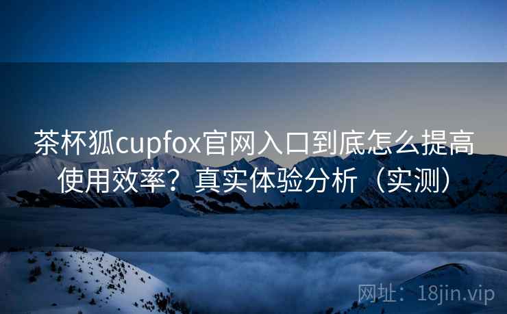 茶杯狐cupfox官网入口到底怎么提高使用效率？真实体验分析（实测）