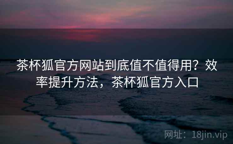 茶杯狐官方网站到底值不值得用？效率提升方法，茶杯狐官方入口